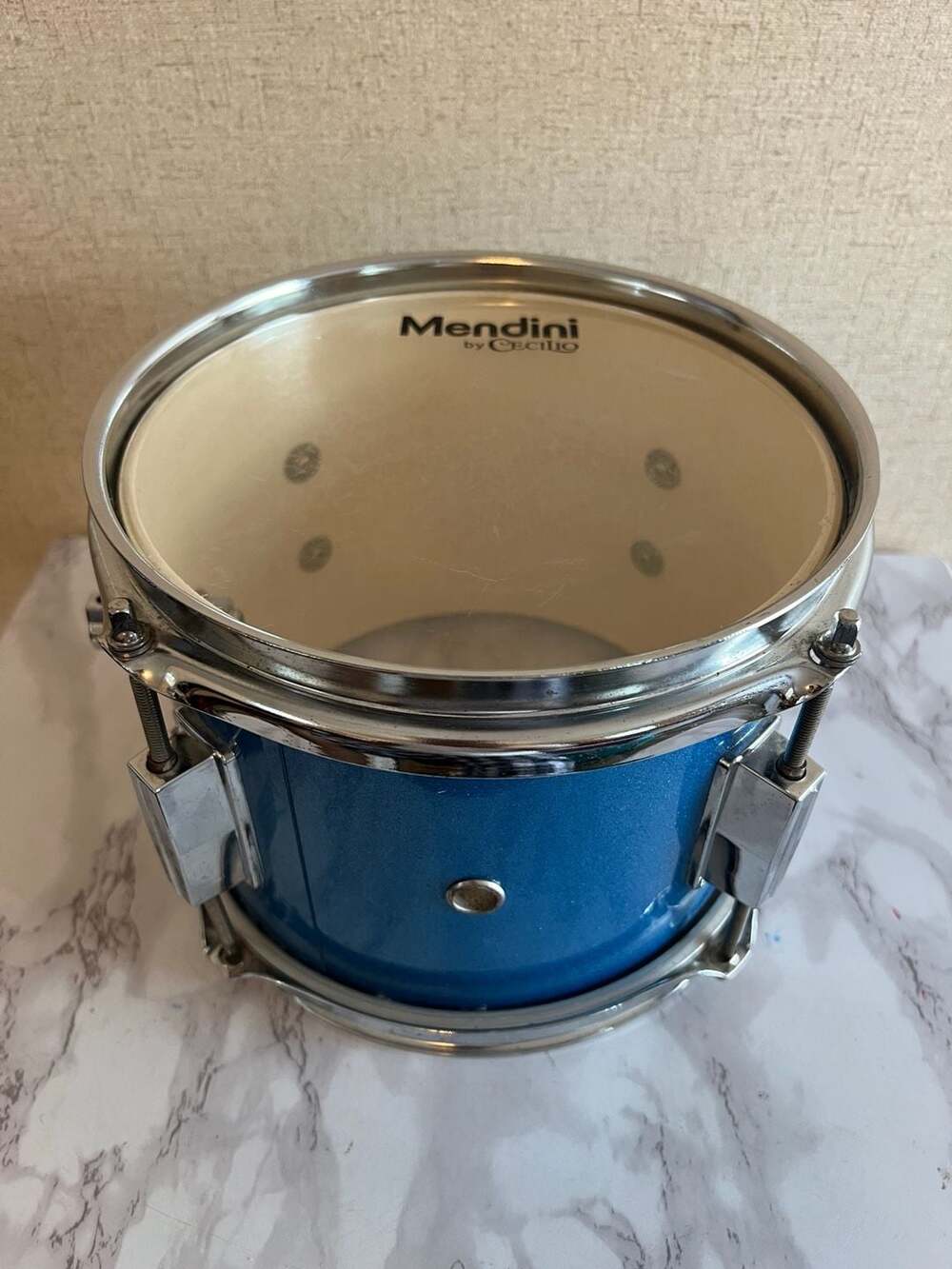 Mendini by Cecilio Blue Sparkle Mounted Tom Drum